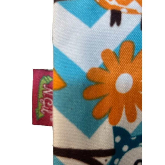 Owl Print Aqua Chevron Messenger Crossbody Bag. NEW WOT - Picture 3 of 5